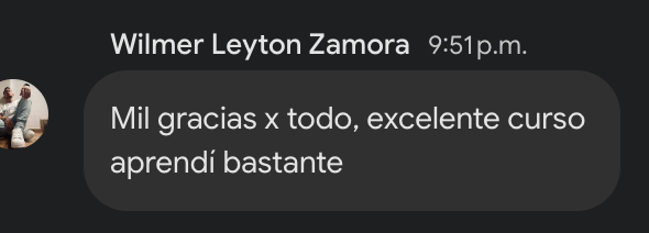 Reseña de Wilmer Leyton Zamora: excelente curso, aprendí bastante