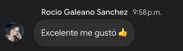 Reseña de Rocio Galeano Sanchez: excelente me gustó