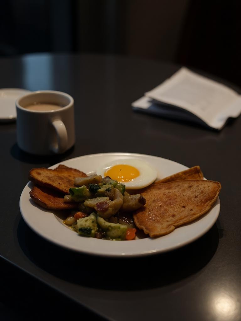 Antes: Comida en un café: luz de ventana, ángulo correcto y color.